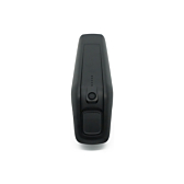 Vooraanzicht van de AEG DownTube 36V 10.4Ah vervangende fietsbatterij waarop de led-indicatie en power button goed op te zien is.
