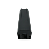 Bovenaanzicht van de AEG DownTube 36V 10.4Ah vervangende fietsbatterij waar de fietsaansluiting goed op te zien is.
