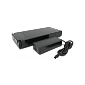 Sparta E-motion C1/C2/C3 / Batavus compatible 13.6Ah fietsbatterij (zwart) Incl. lader  vanaf de zijkant waar de lader te zien is en de accu