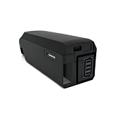 foto van de Shimano BT-E6010 36V 11.6Ah vanaf de achterkant waar je de aansluiting van de batterij voor in de fiets ziet en de batterij indicator die aangeeft hoeveel percentage er nog beschikbaar is