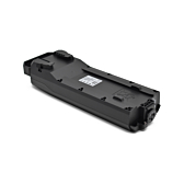 Driekwartaanzicht van de onderkant van de Bosch Powerpack 360 Performance/Active bagagedrager E-Bike Vision fietsbatterij. Het etiket aan de onderkant van de batterij is zichtbaar.