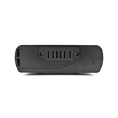 Vooraanzicht van de EYXON Sparta/Batavus B400 36V 12.8Ah Compatible fietsbatterij. De aansluiting van de batterij op de fiets is duidelijk te zien.