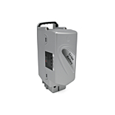 Driekwartaanzicht van de achterkant vanaf links van de Flyer Kalkhoff Compatible Panasonic 26V 23Ah fietsbatterij.