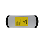 Bovenaanzicht van de Phylion XH370-13J Wall-E 37V 14Ah (2-polig). Het waarschuwingslabel aan de bovenkant van de Phylion batterij is goed zichtbaar.