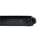 Oplaadpoort van de Promovec Carrier 6.2XL 36V 15.6Ah fietsbatterij ondersteboven.