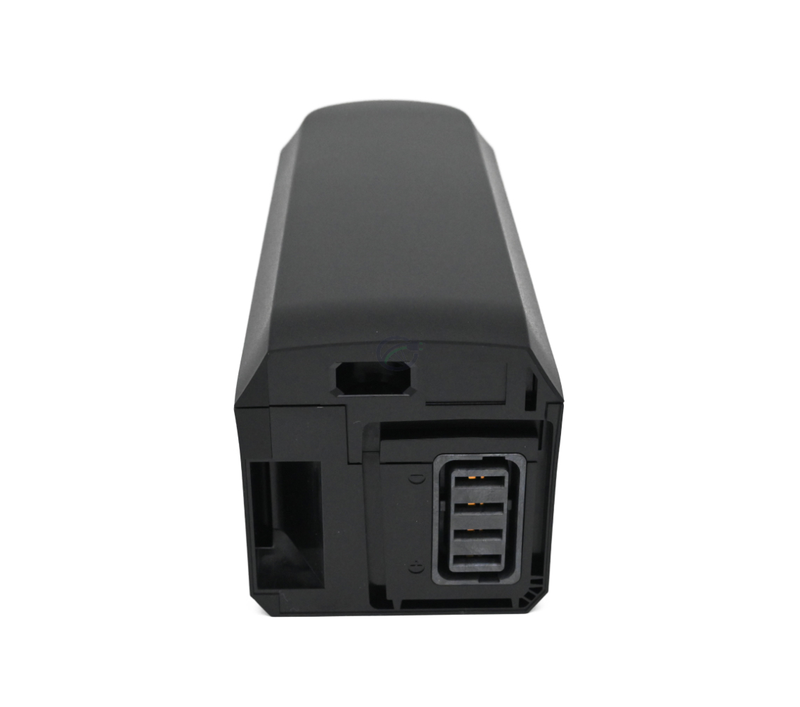 foto van de Shimano BT-E6010 36V 11.6Ah vanaf de bovenkant en de achterkant van de batterij
