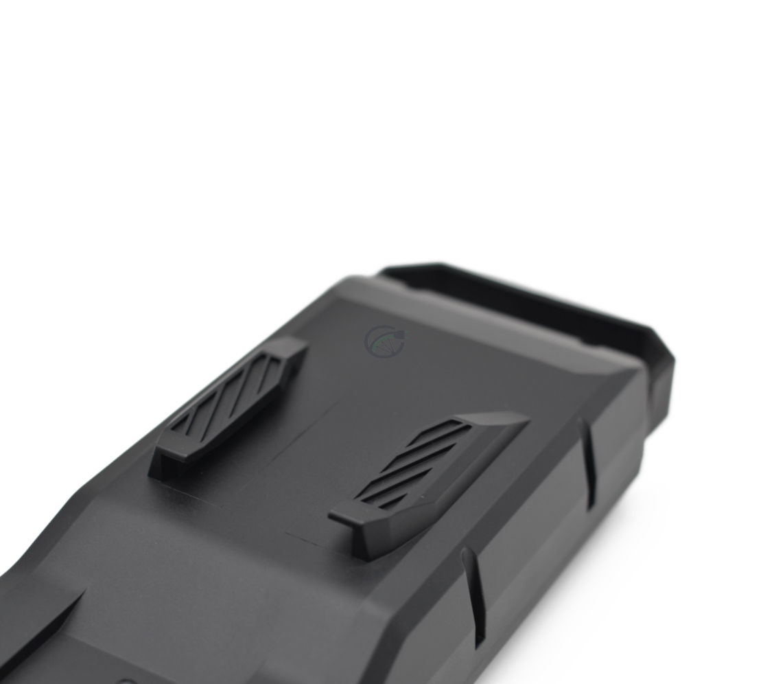 Close-up foto van het bevestigingssysteem onder aan de Bosch Powerpack 700 Performance/Active bagagedrager E-Bike Vision.