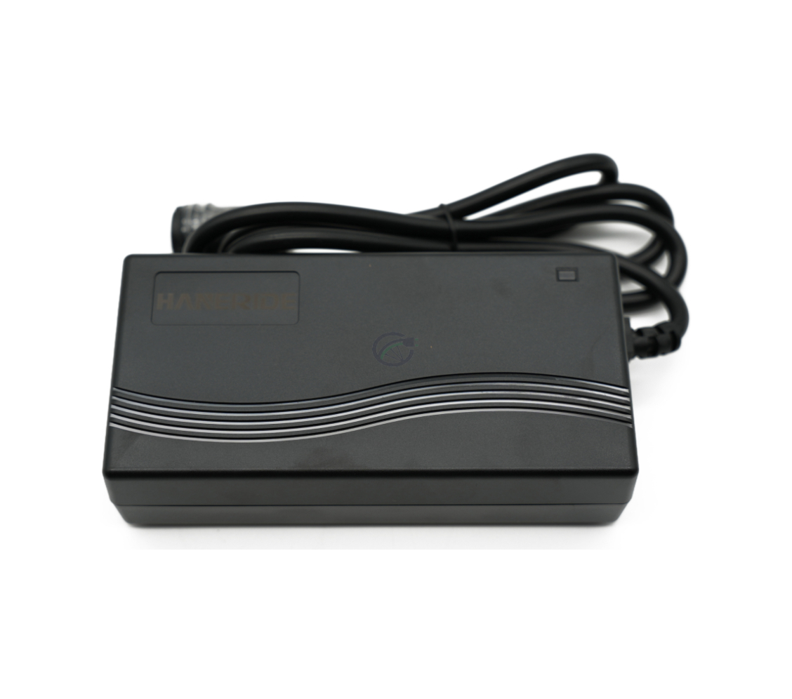 Bovenaanzicht van de Gazelle Impulse 42V 3A Compatible lader met Rosenberger aansluiting.