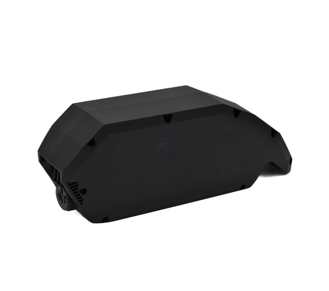zijaanzicht van een zwarte Bosch PowerPack 700 Frame Active / Performance batterij, waar de power indicator te zien is. 