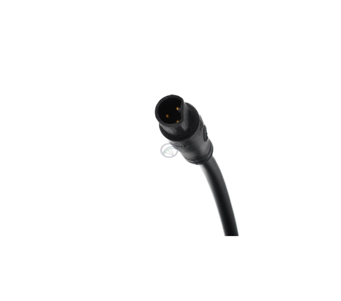 Hier zie je een afbeelding van de kabel van de fiets batterijlader Sparta E-motion 29.4V 2.5A (3-polig). Deze afbeelding is een close-up van de bijbehorende 3 pin kabel.